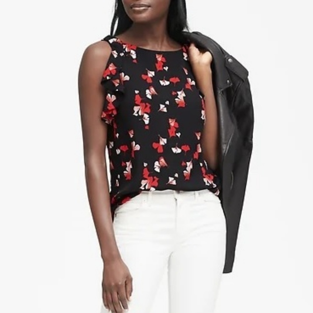 Banana Republic Floral Flutter Top Small v352